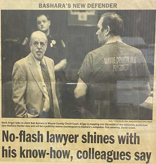 Photo of news clipping featuring attorney Mark Kriger